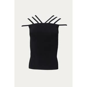 NEW BY JOHNNY. ellie cage knit top in black